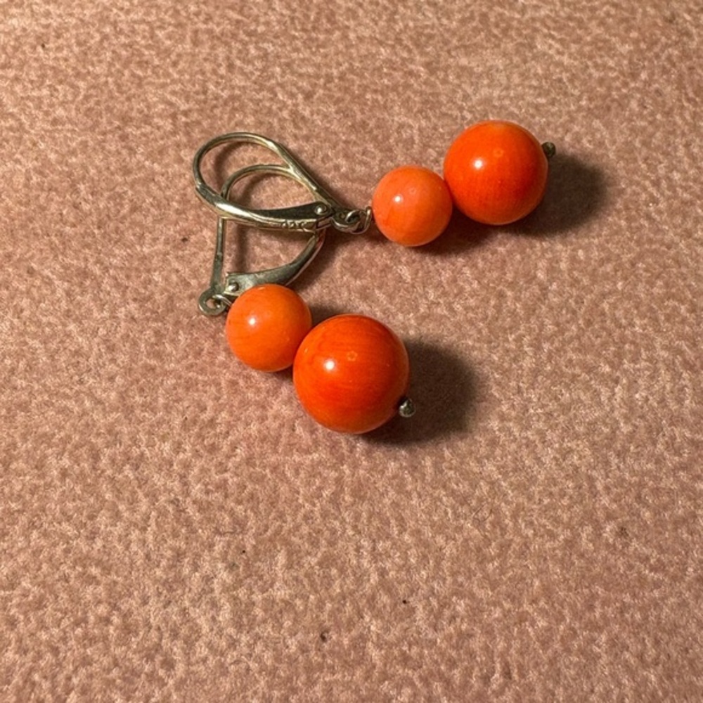 Elegant Pink Coral Beaded Drop Earrings